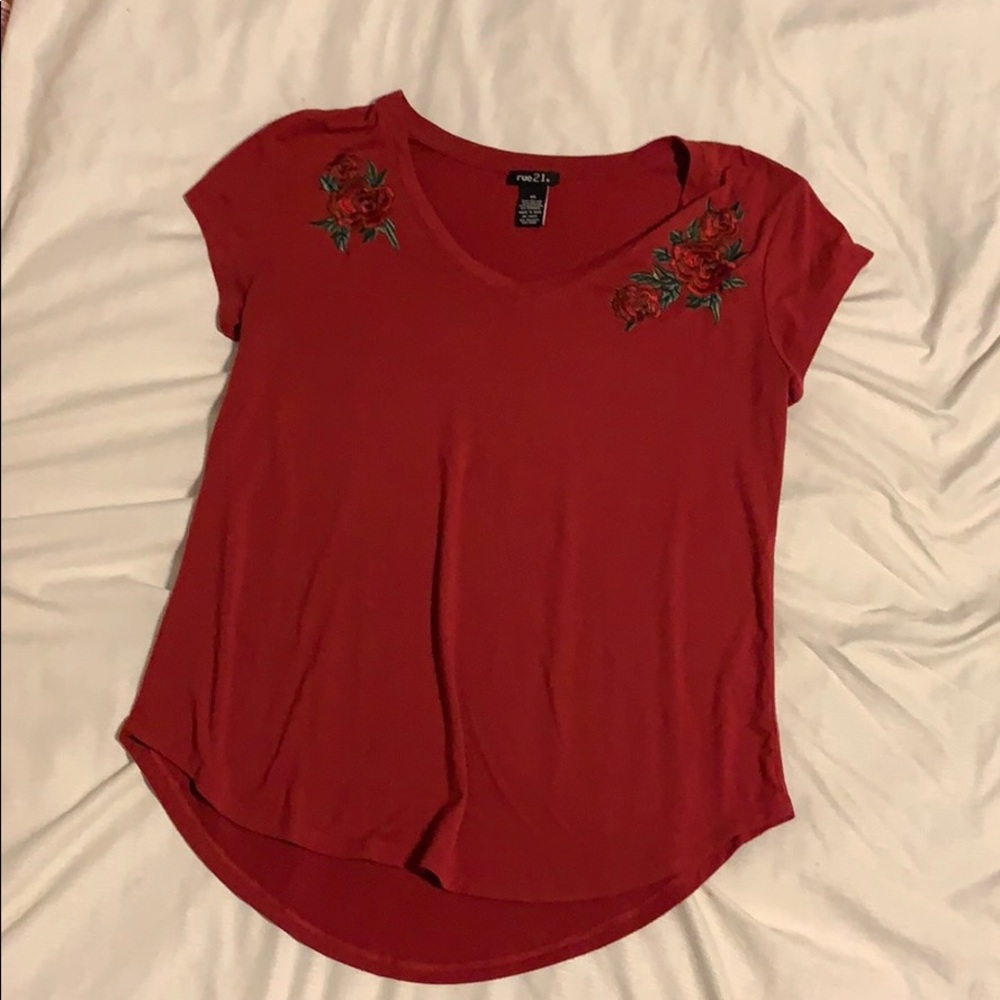 Red rue21 embroidered top